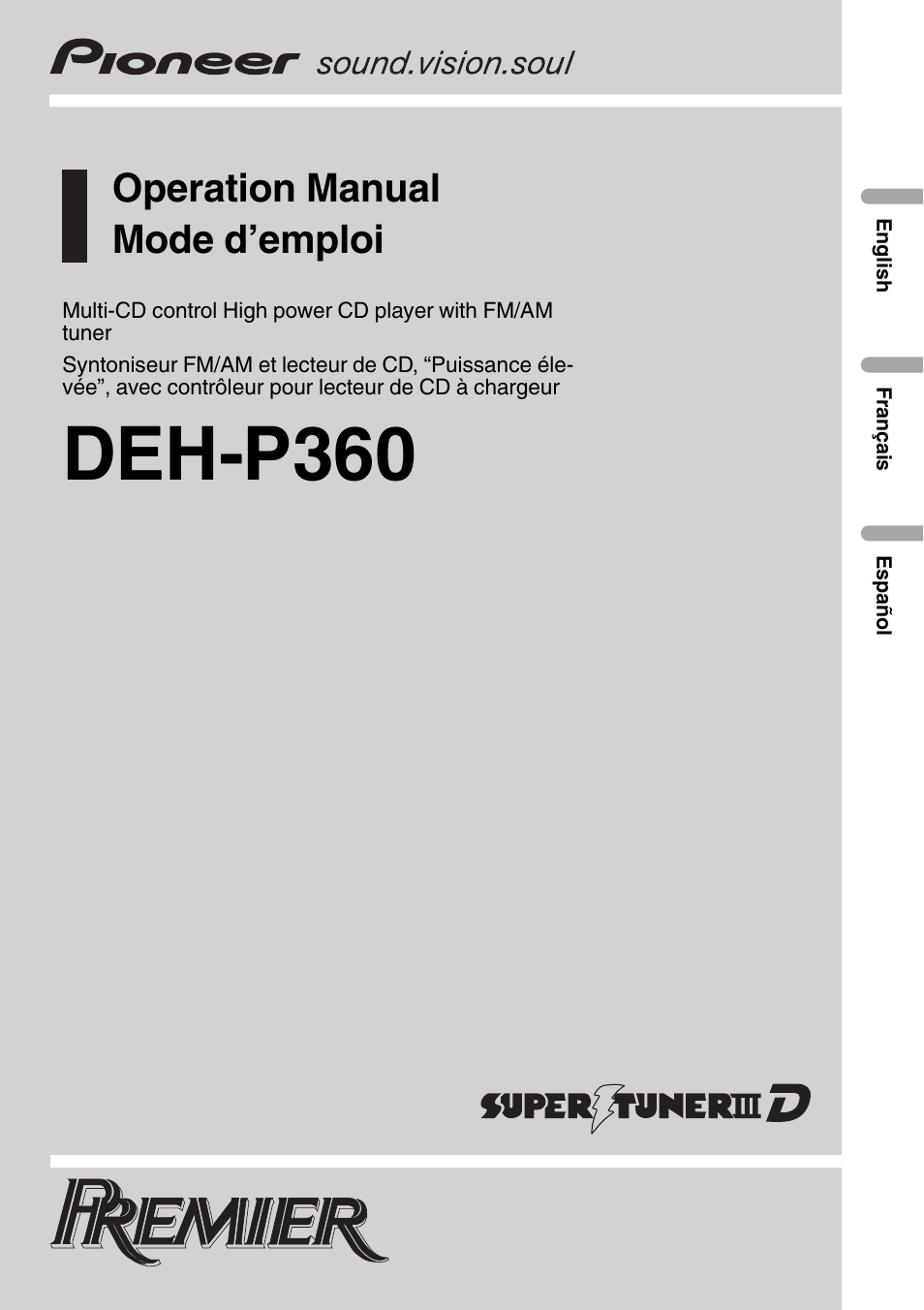 Pioneer DEH-P360 User Manual | 124 pages