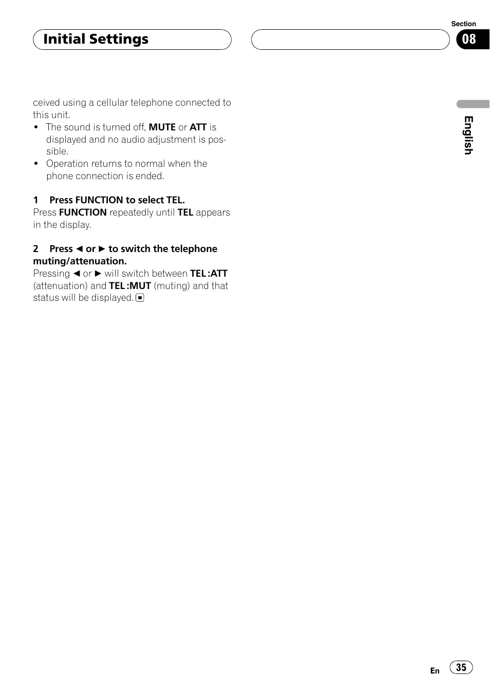 Initial settings | Pioneer DEH-P360 User Manual | Page 35 / 124