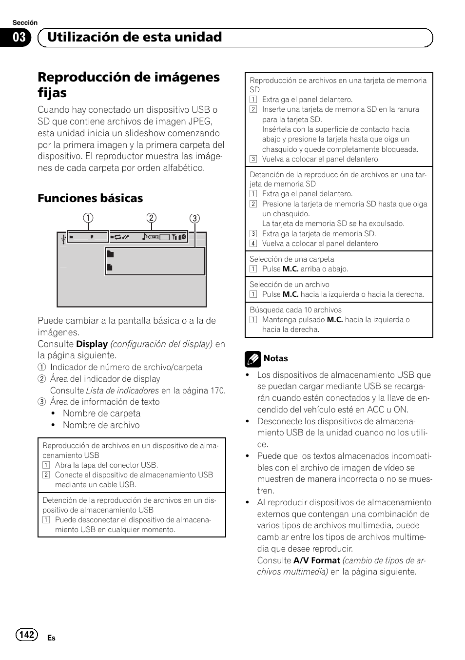 Reproducción de imágenes fijas, Funciones básicas 142, 03 utilización de esta unidad | Funciones básicas | Pioneer MVH-P8200BT User Manual | Page 142 / 184