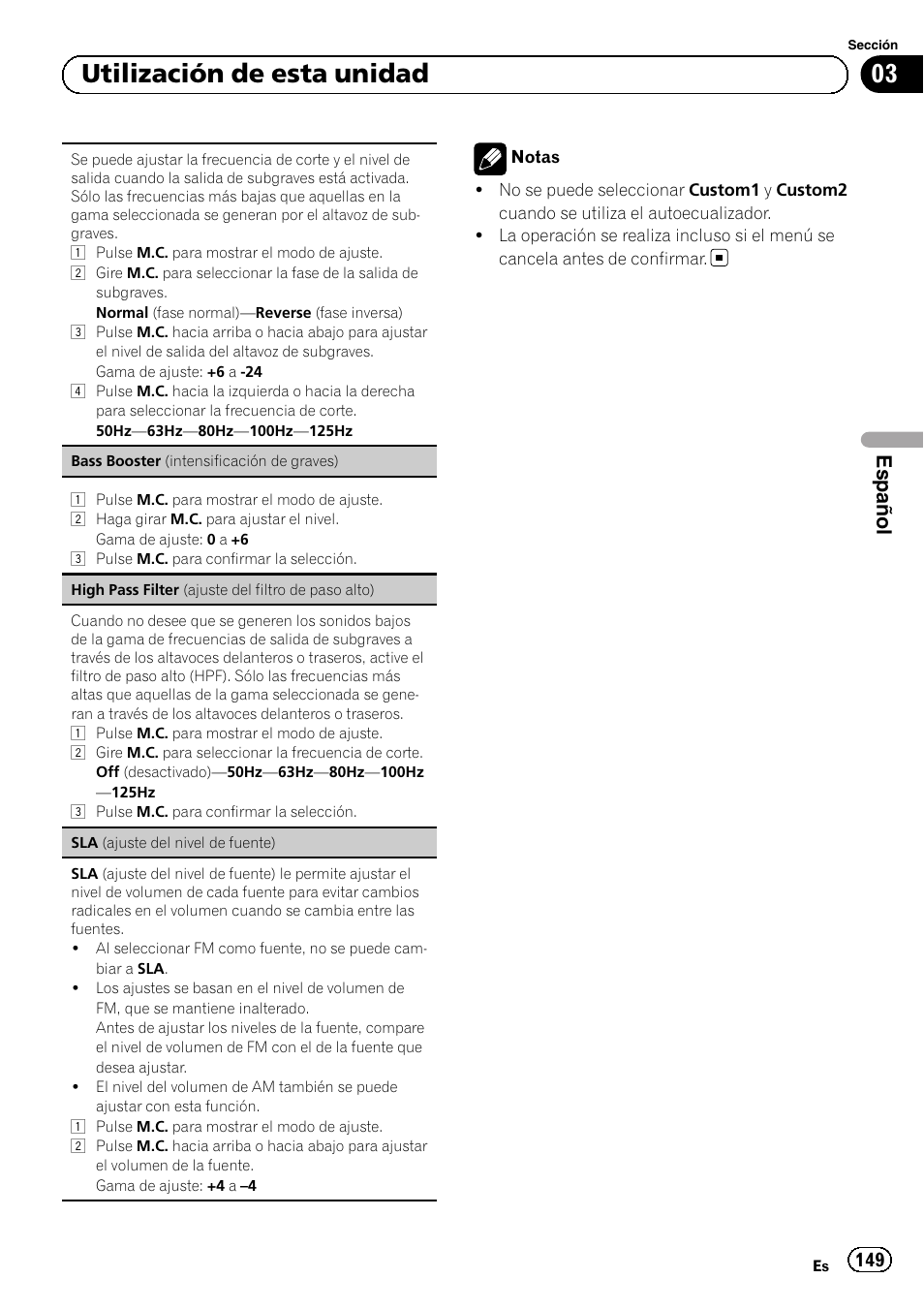 03 utilización de esta unidad, Español | Pioneer MVH-P8200BT User Manual | Page 149 / 184