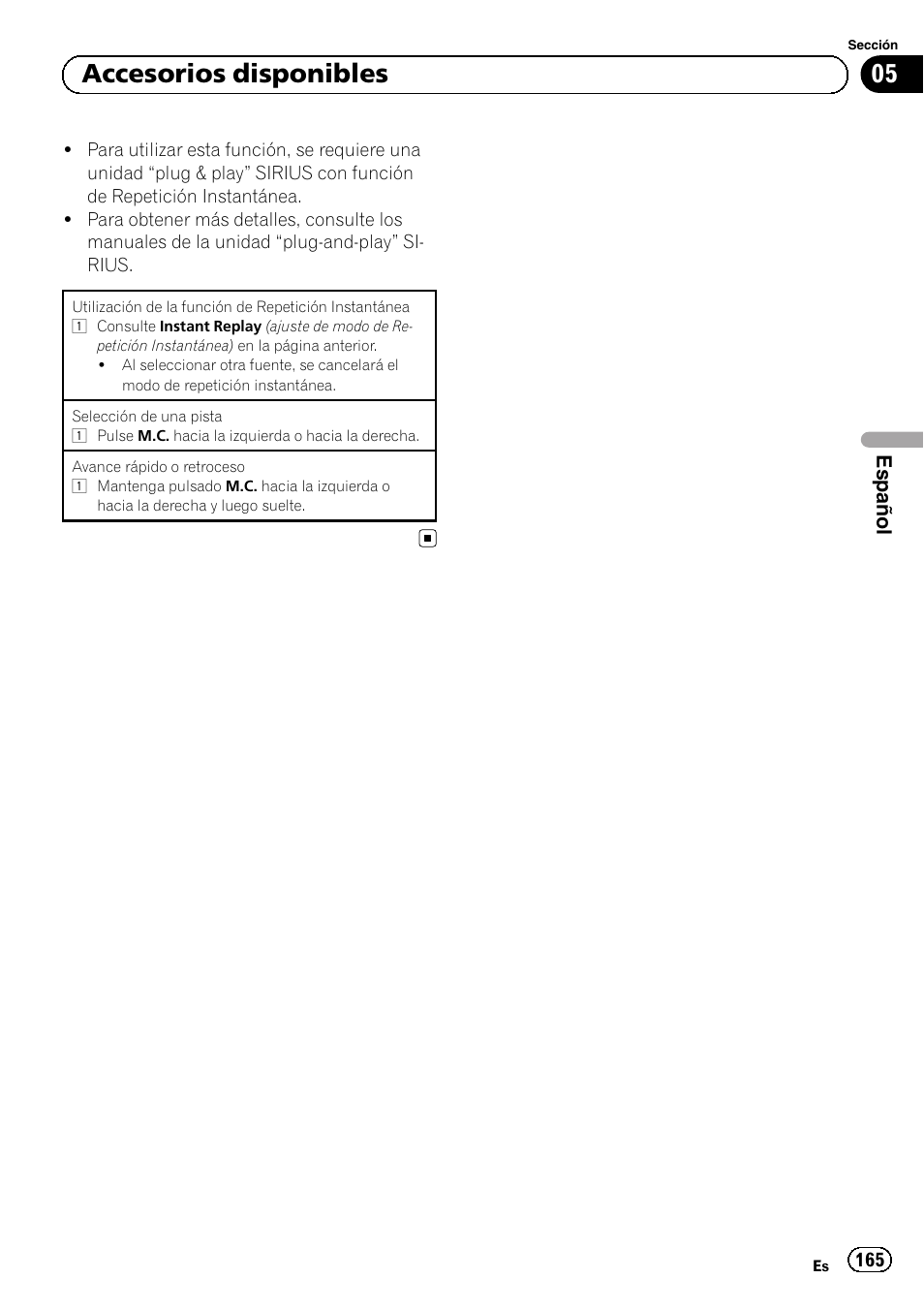 05 accesorios disponibles | Pioneer MVH-P8200BT User Manual | Page 165 / 184