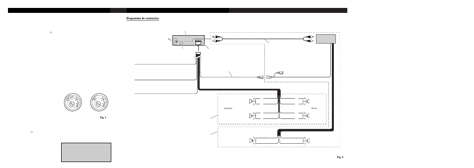 Français> raccordement des appareils, Diagramme de connexion, Fig. 1 | Fig. 2 | Pioneer DEH-2300 User Manual | Page 2 / 6