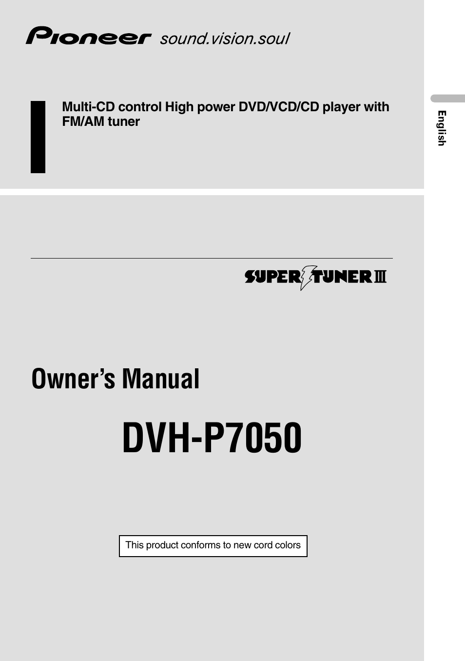 Pioneer Super Tuner III DVH-P7050 User Manual | 104 pages