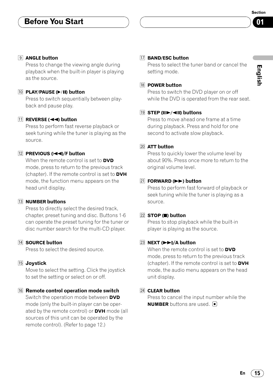 Before you start | Pioneer Super Tuner III DVH-P7050 User Manual | Page 15 / 104