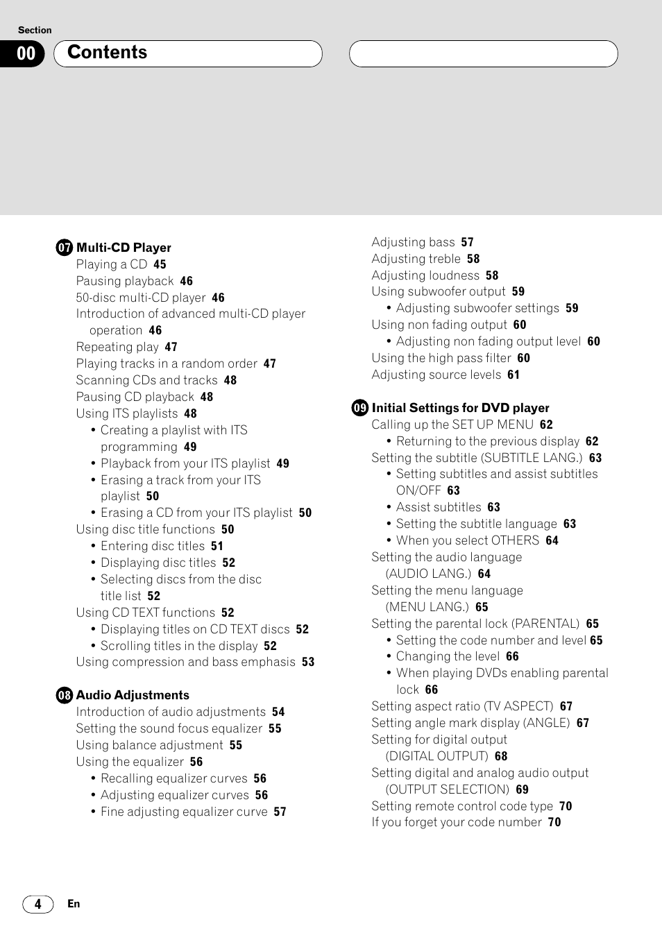 Pioneer Super Tuner III DVH-P7050 User Manual | Page 4 / 104