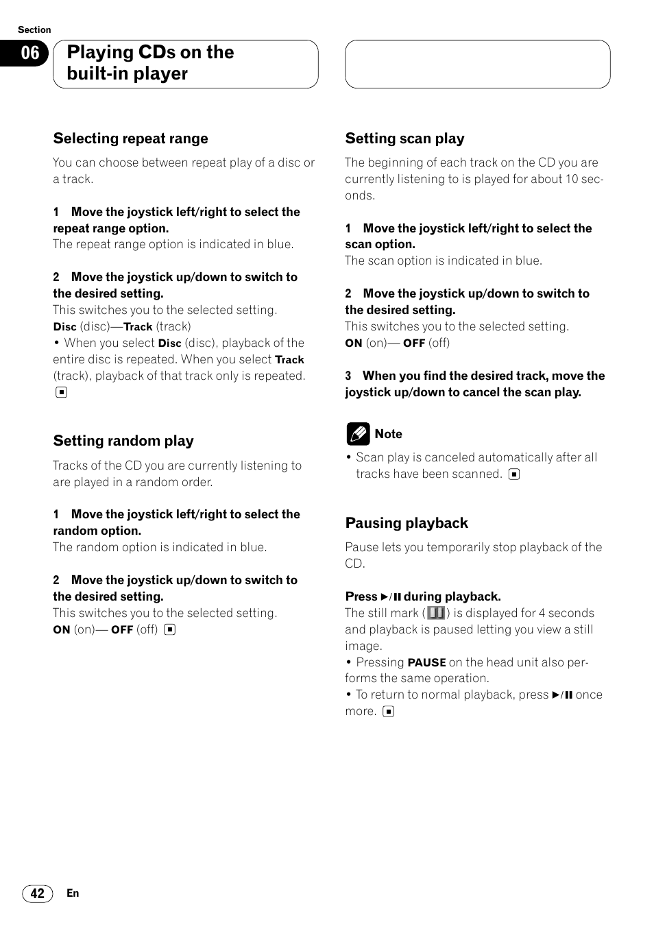 Playing cds on the built-in player | Pioneer Super Tuner III DVH-P7050 User Manual | Page 42 / 104