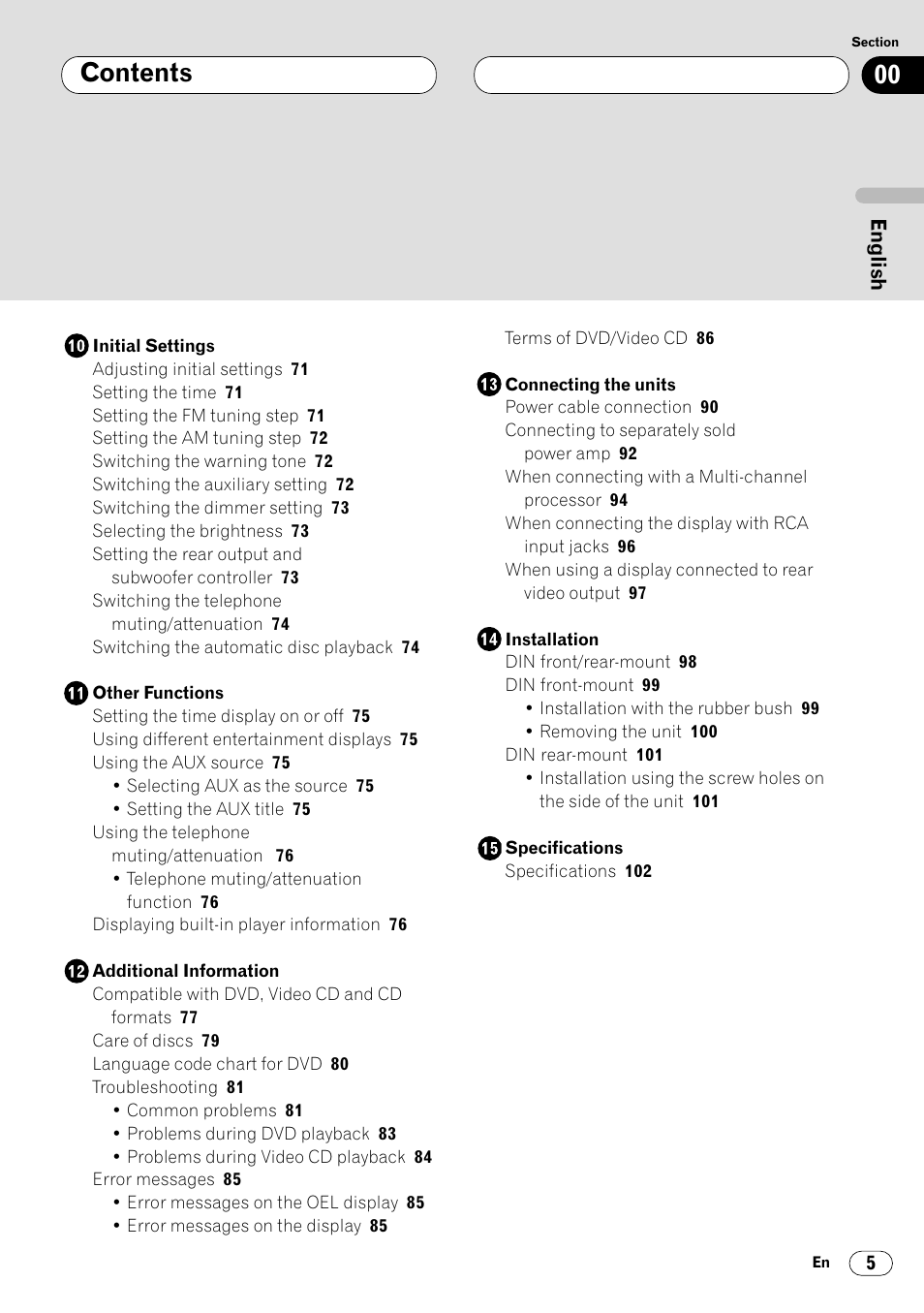 Pioneer Super Tuner III DVH-P7050 User Manual | Page 5 / 104