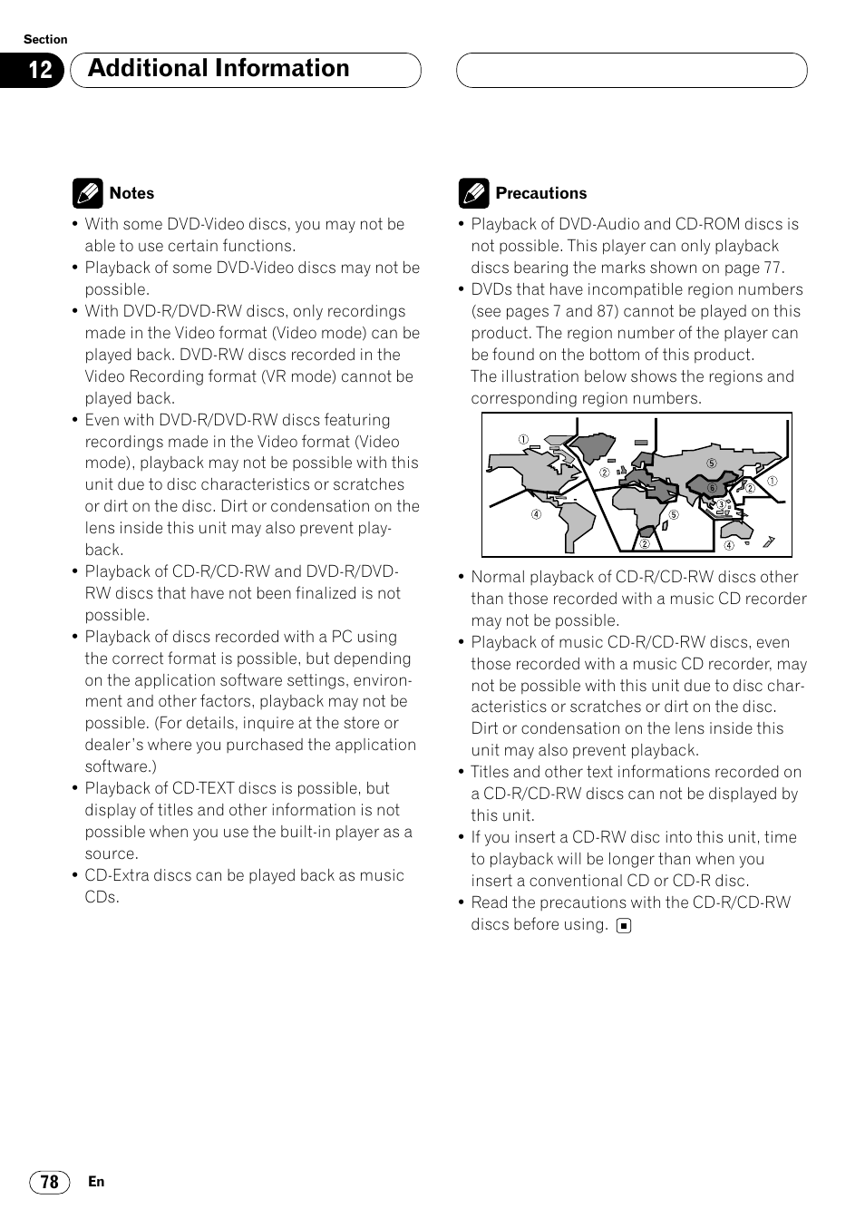 Additional information | Pioneer Super Tuner III DVH-P7050 User Manual | Page 78 / 104