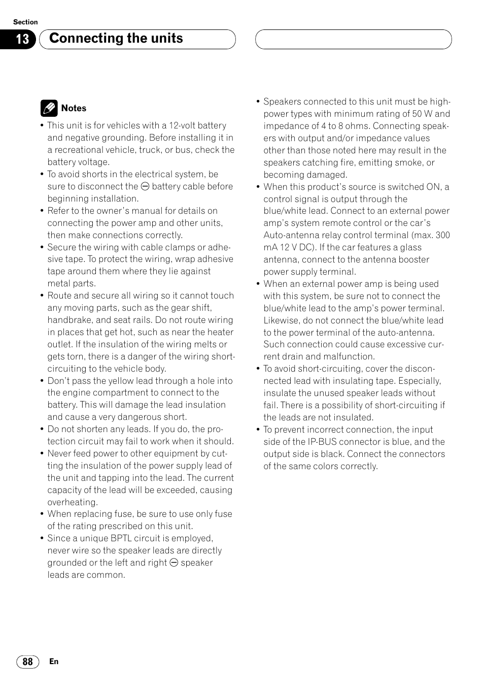 Connecting the units | Pioneer Super Tuner III DVH-P7050 User Manual | Page 88 / 104