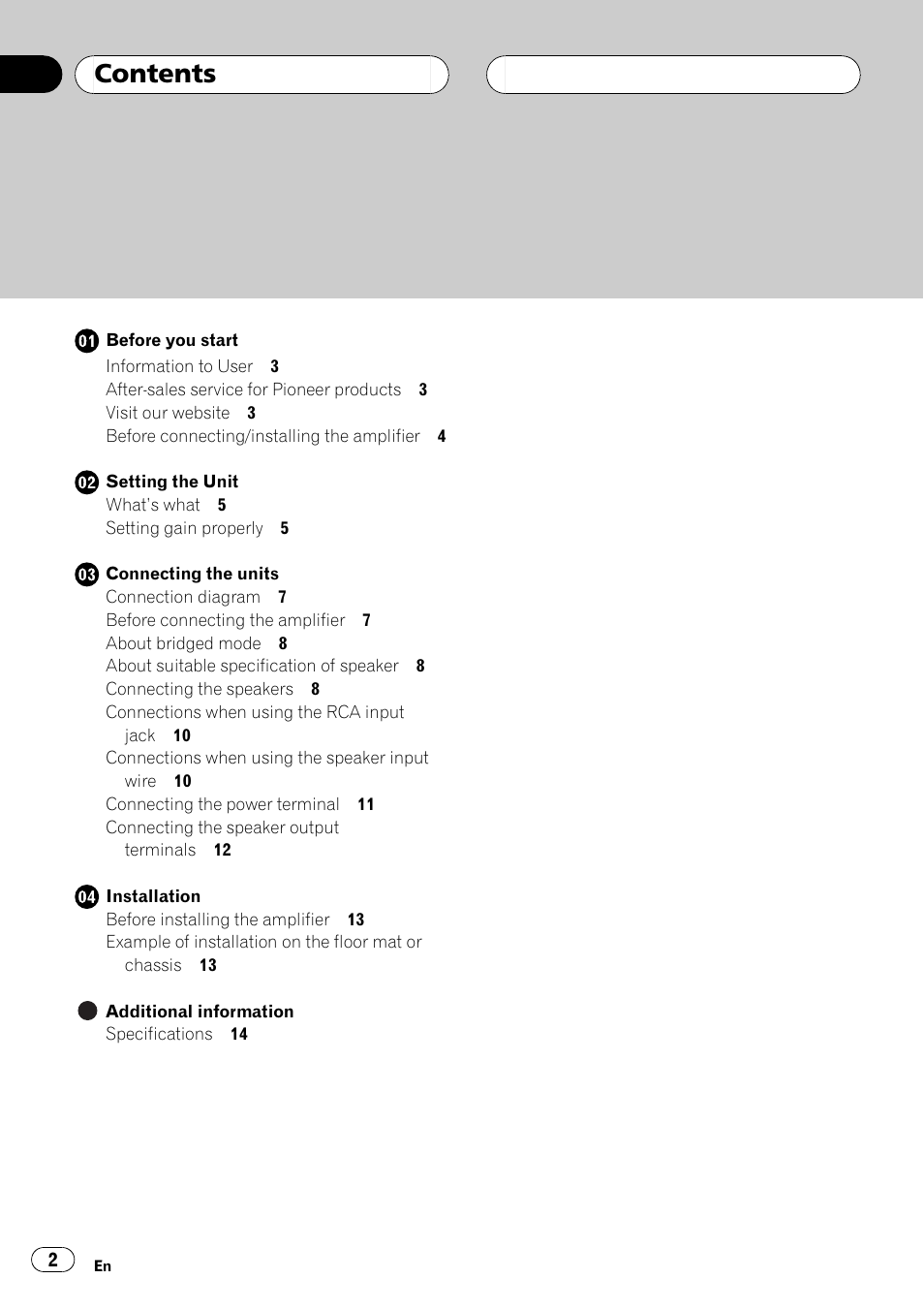 Pioneer BRIDGEABLE GM-6400F User Manual | Page 2 / 45