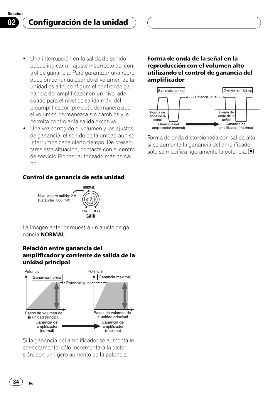 Configuración de la unidad | Pioneer BRIDGEABLE GM-6400F User Manual | Page 34 / 45