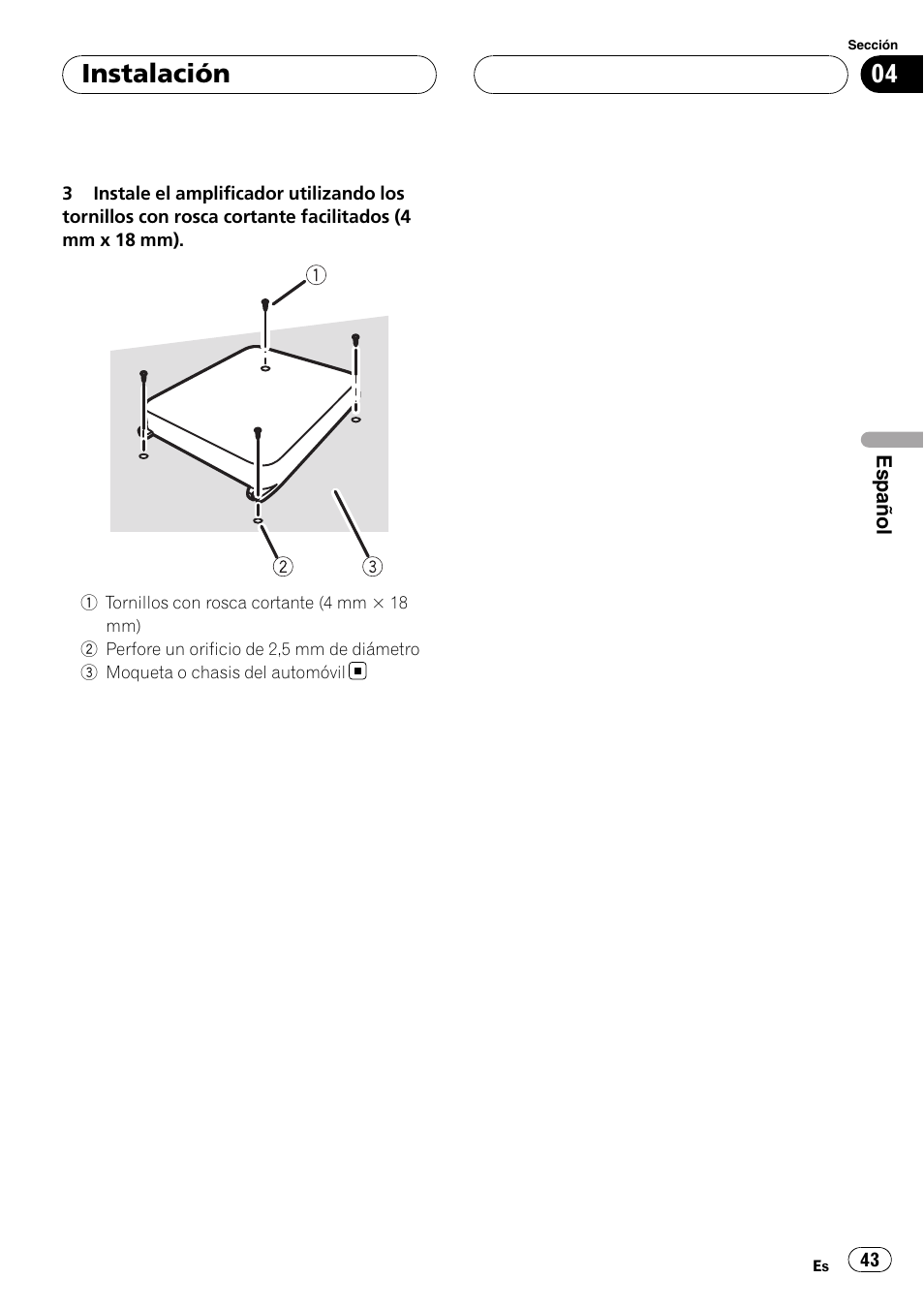 Instalación | Pioneer BRIDGEABLE GM-6400F User Manual | Page 43 / 45