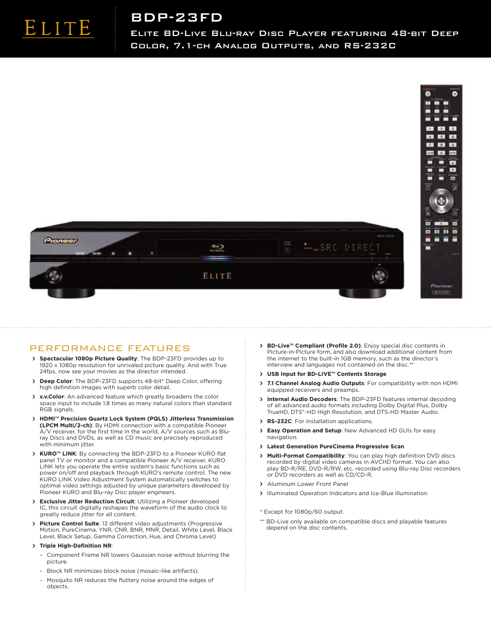 Pioneer Elite BDP-23FD User Manual | 2 pages