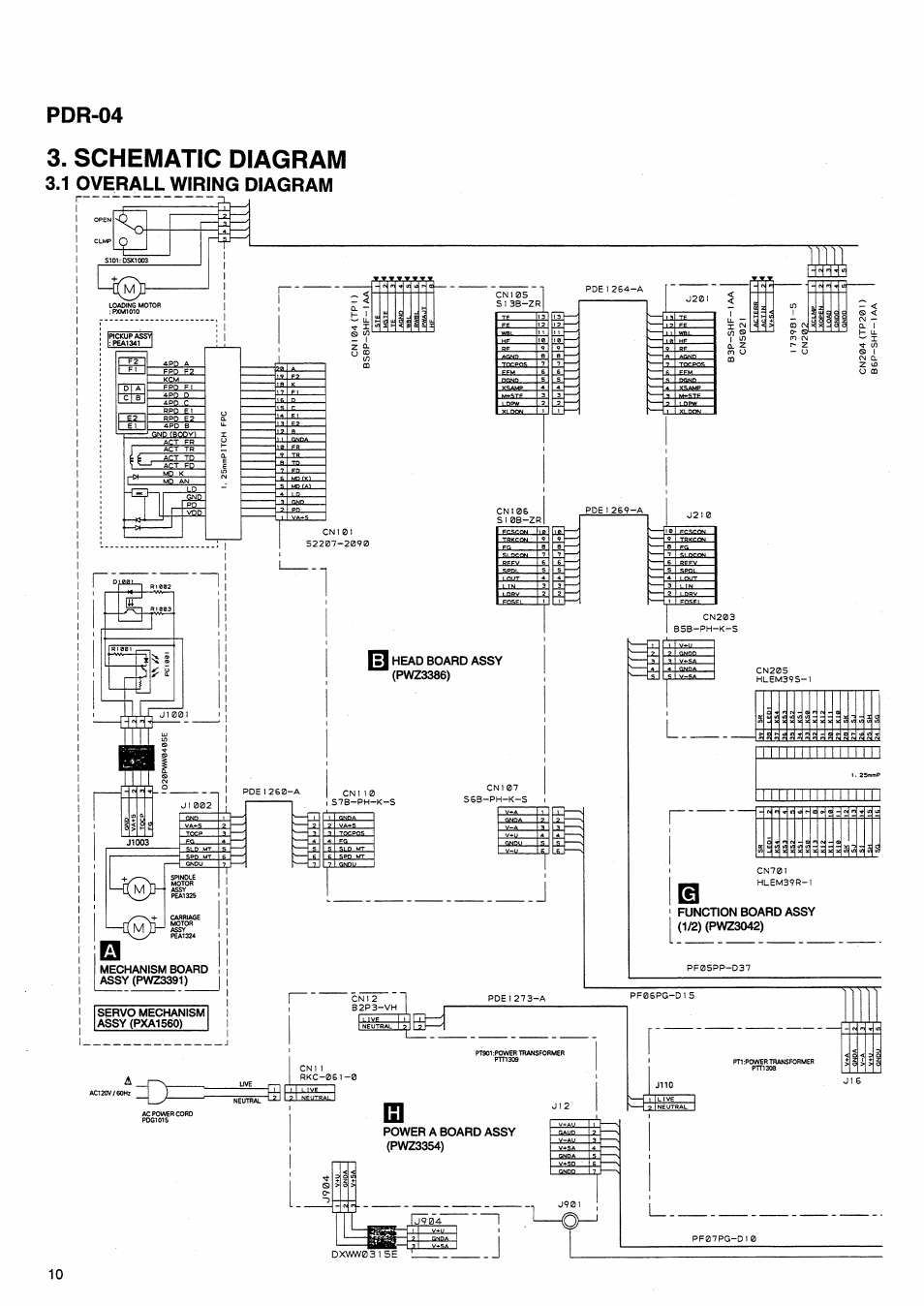 Schematic diagram, 1 overall wiring diagram, Pdr-04 | Spd mt | Pioneer PDR-04 User Manual | Page 10 / 102