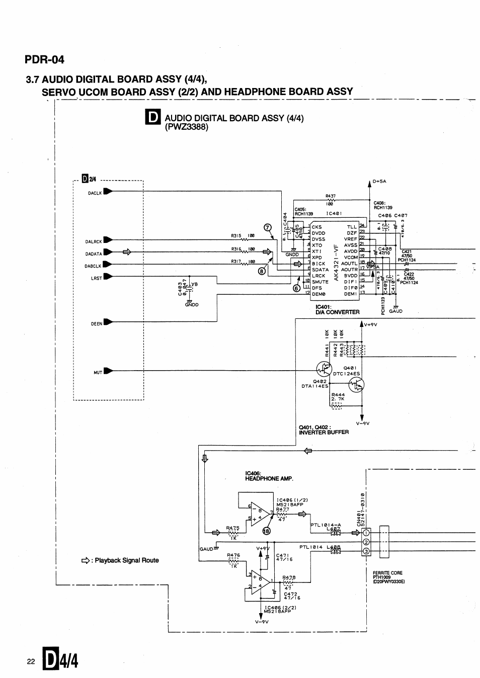 7 audio digital board assy (4/4), Audio digital board assy (4/4) (pwz3388), Pdr-04 | Pioneer PDR-04 User Manual | Page 22 / 102