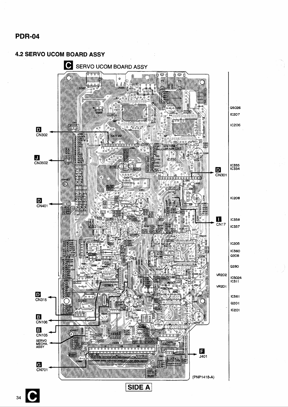 2 servo ucom board assy, H servo ucom board assy, Pdr-04 | Side a | Pioneer PDR-04 User Manual | Page 34 / 102