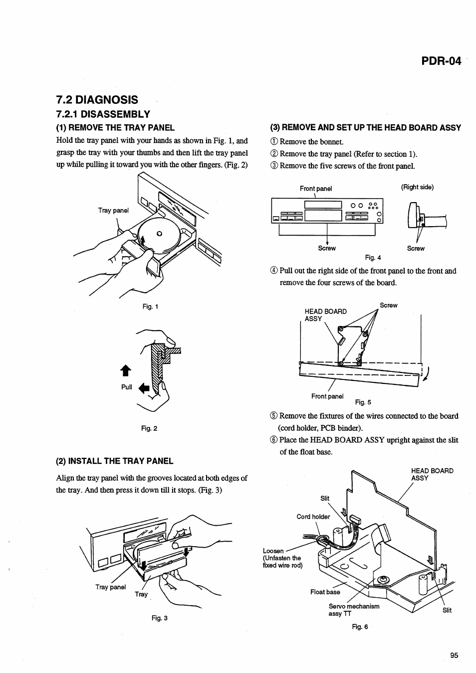 2) install the tray panel, 3) remove and set up the head board assy | Pioneer PDR-04 User Manual | Page 95 / 102
