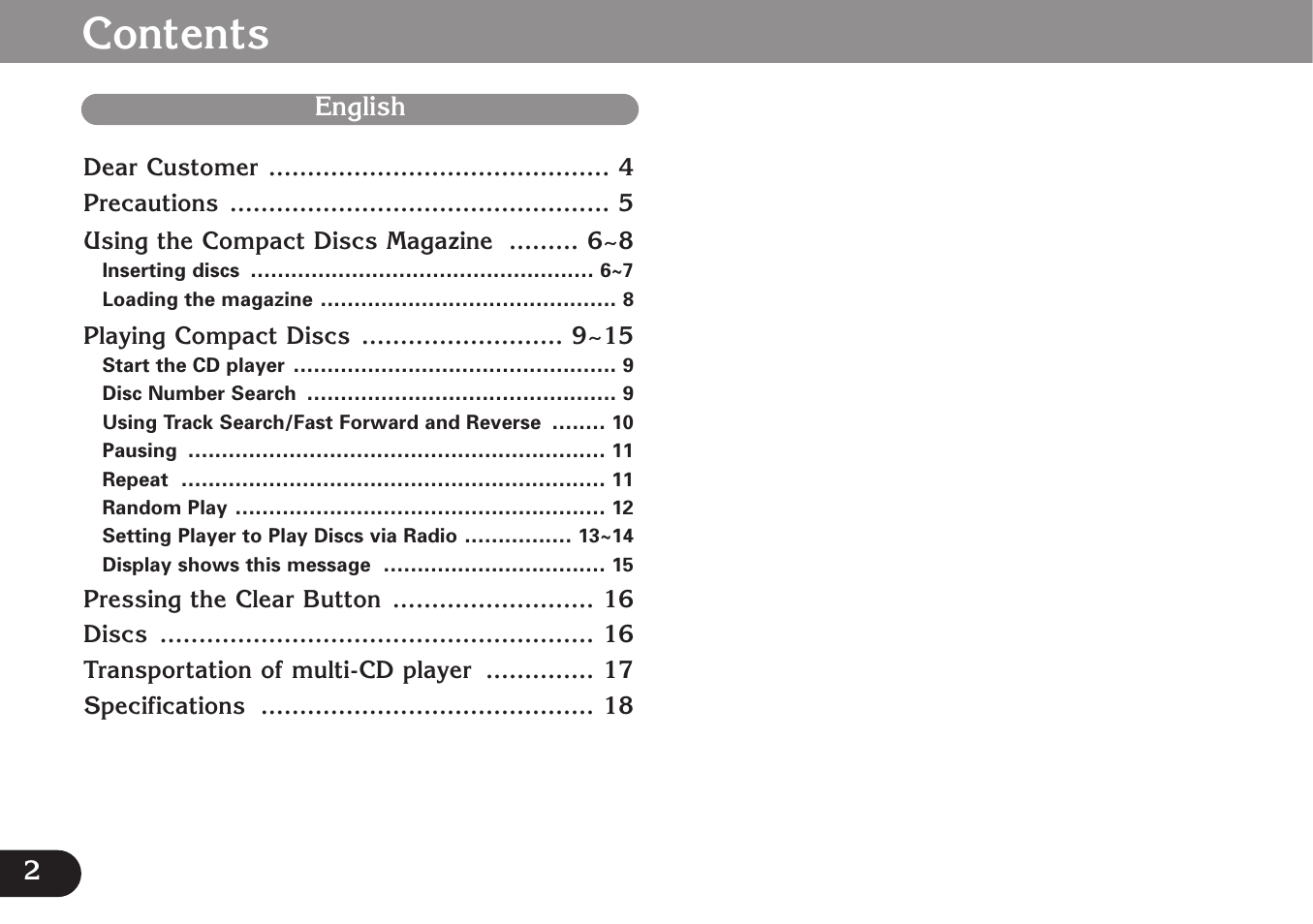 Pioneer CDX-FM673 User Manual | Page 2 / 27