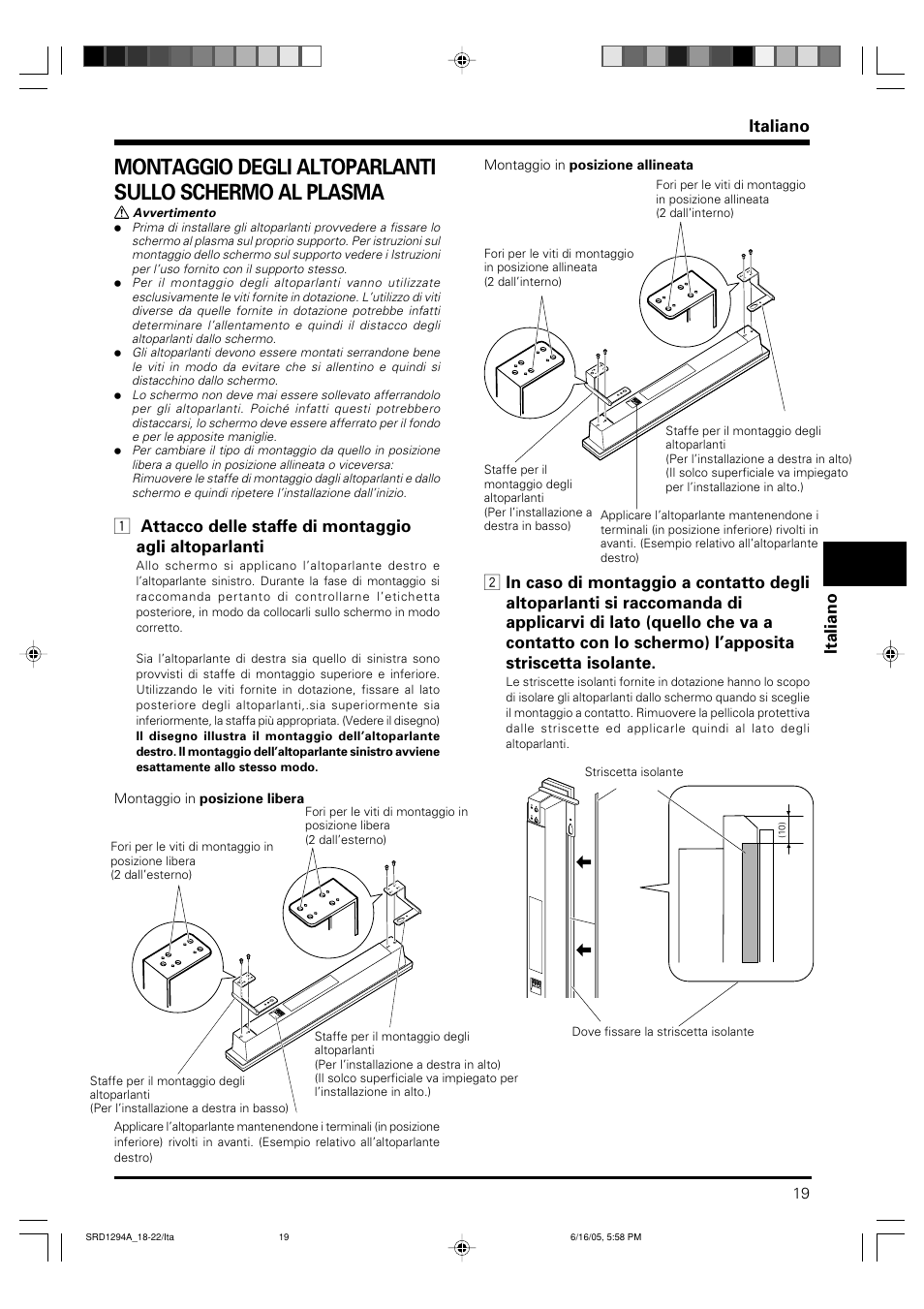 Italiano | Pioneer PDP-S38 User Manual | Page 19 / 38