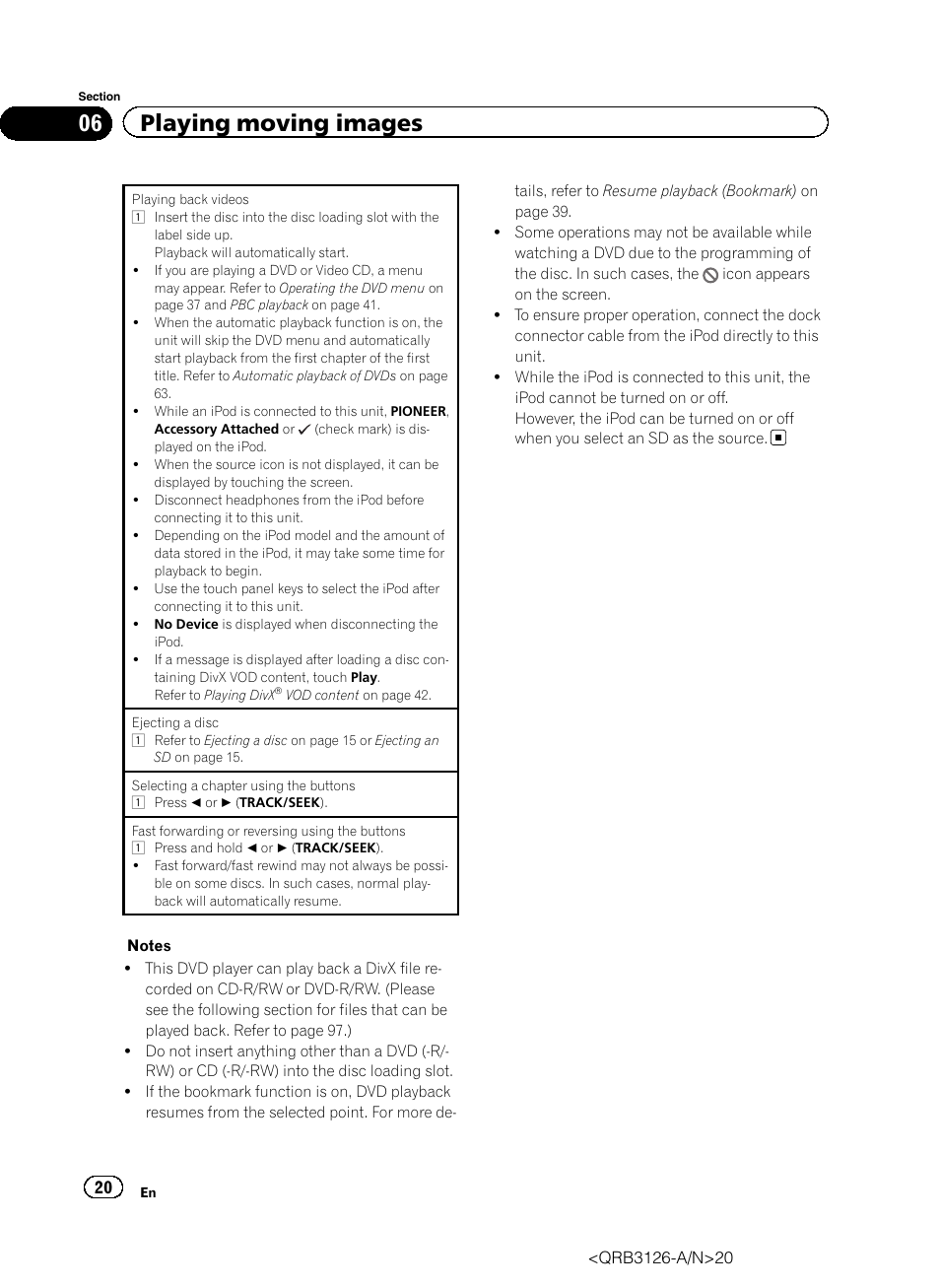 06 playing moving images | Pioneer AVH-P3300BT User Manual | Page 20 / 112