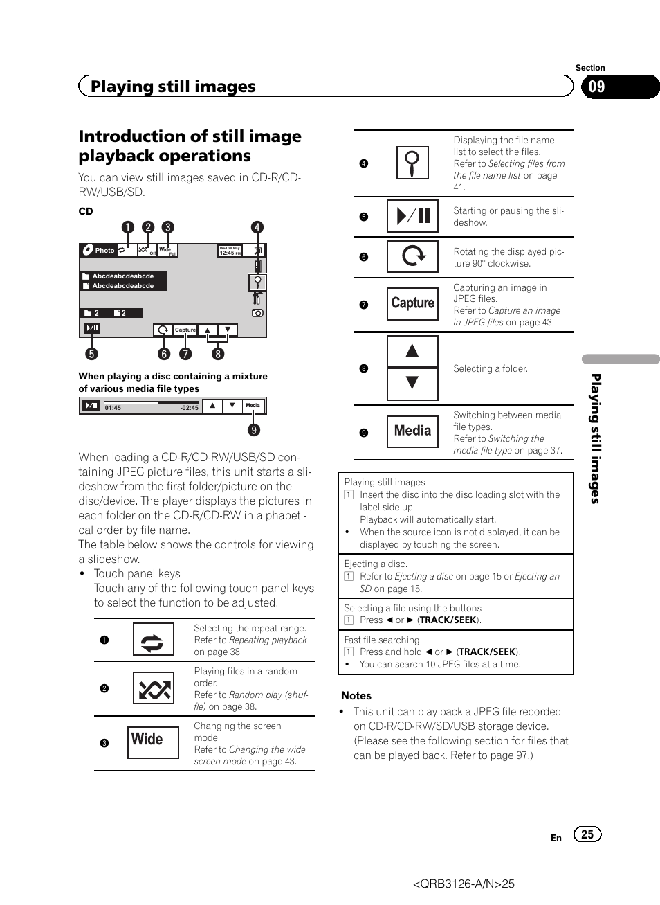 Operations, Introduction of still image playback operations, Playing still images | Pioneer AVH-P3300BT User Manual | Page 25 / 112