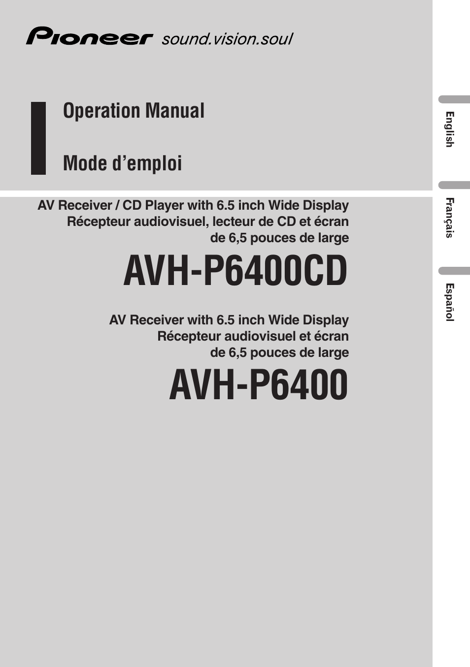 Pioneer AVH-P6400 User Manual | 212 pages