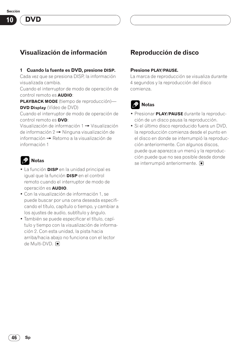 Visualización de información, Reproducción de disco | Pioneer AVH-P6400 User Manual | Page 186 / 212