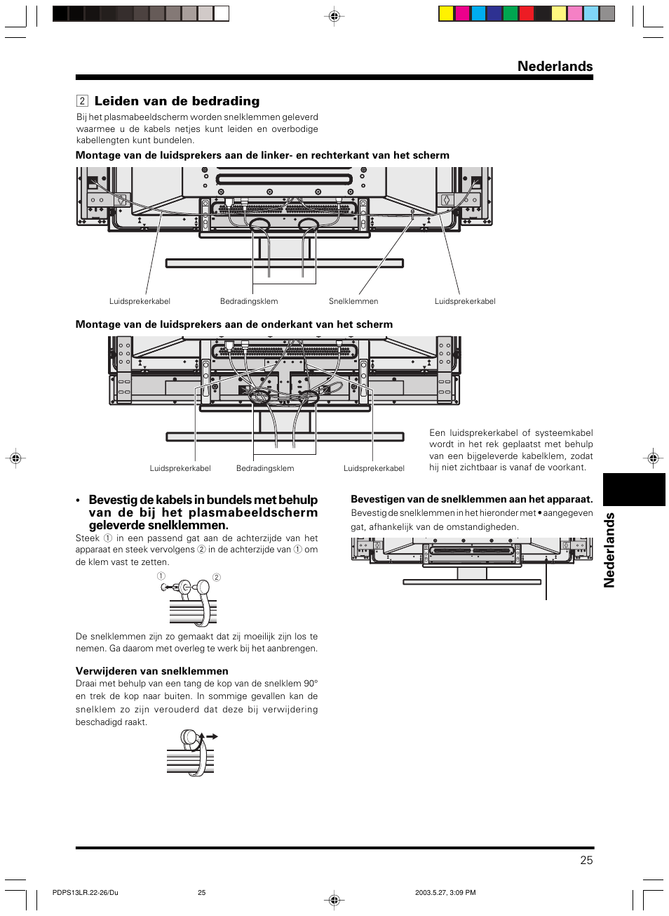 Nederlands, 2 leiden van de bedrading | Pioneer PDP-S13-LR User Manual | Page 25 / 40