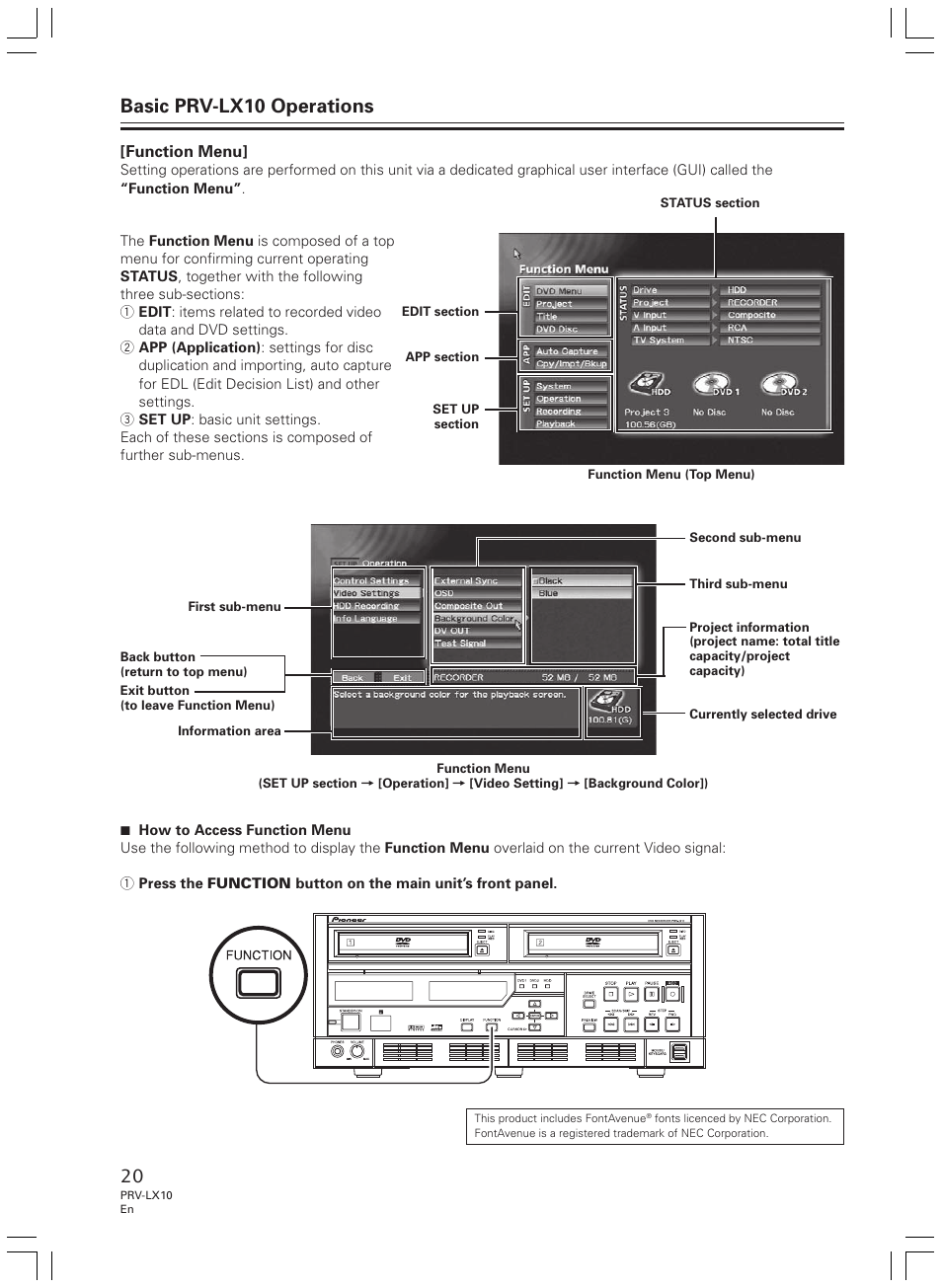 Basic prv-lx10 operations | Pioneer PRV-LX10 User Manual | Page 20 / 104