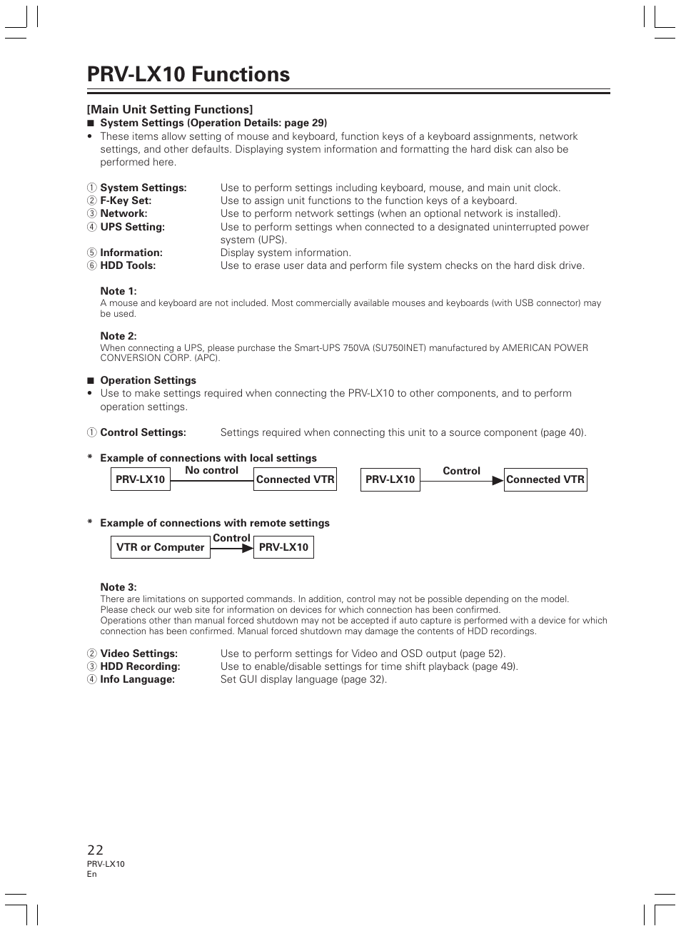 Prv-lx10 functions | Pioneer PRV-LX10 User Manual | Page 22 / 104