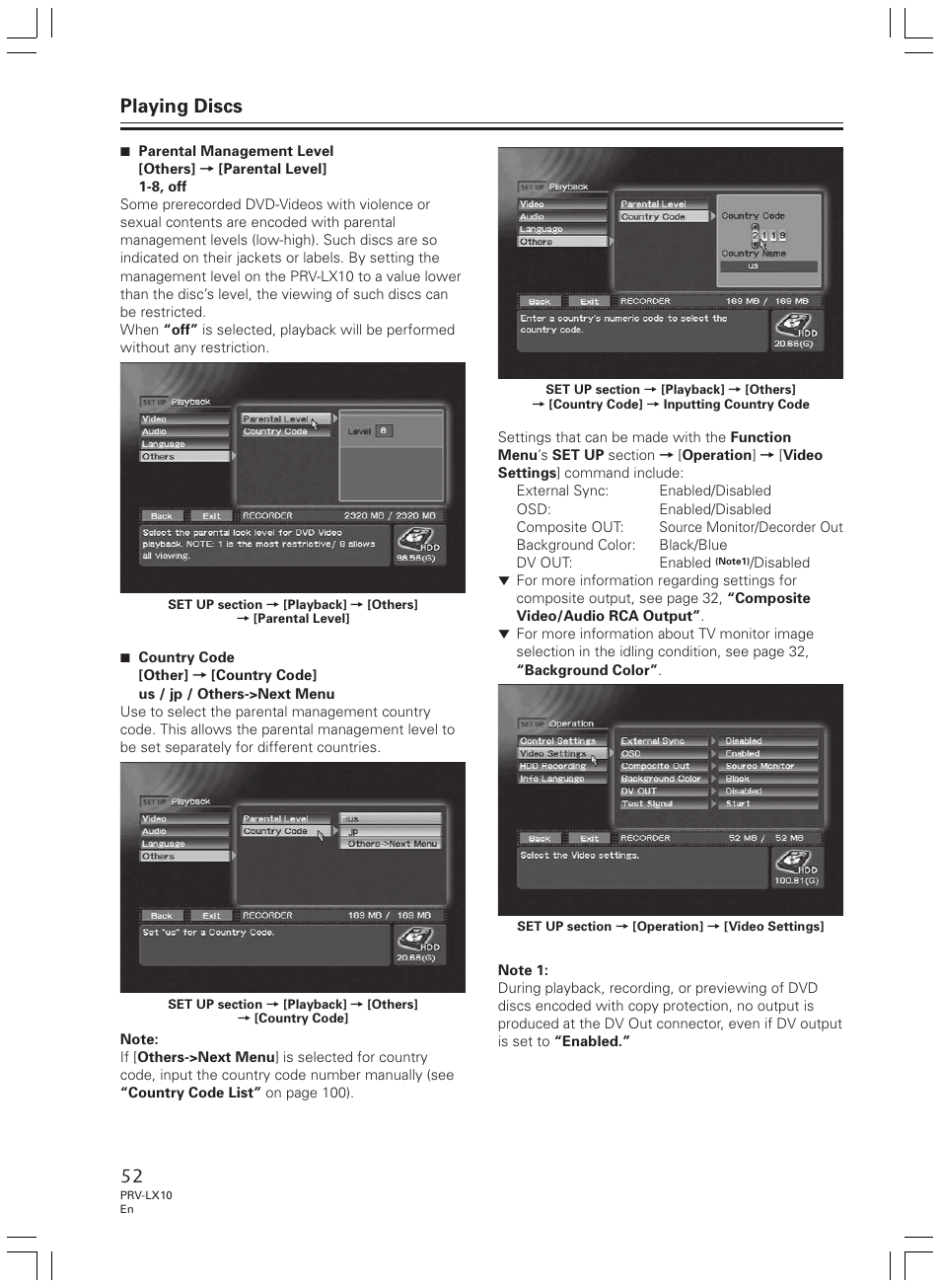 Playing discs | Pioneer PRV-LX10 User Manual | Page 52 / 104