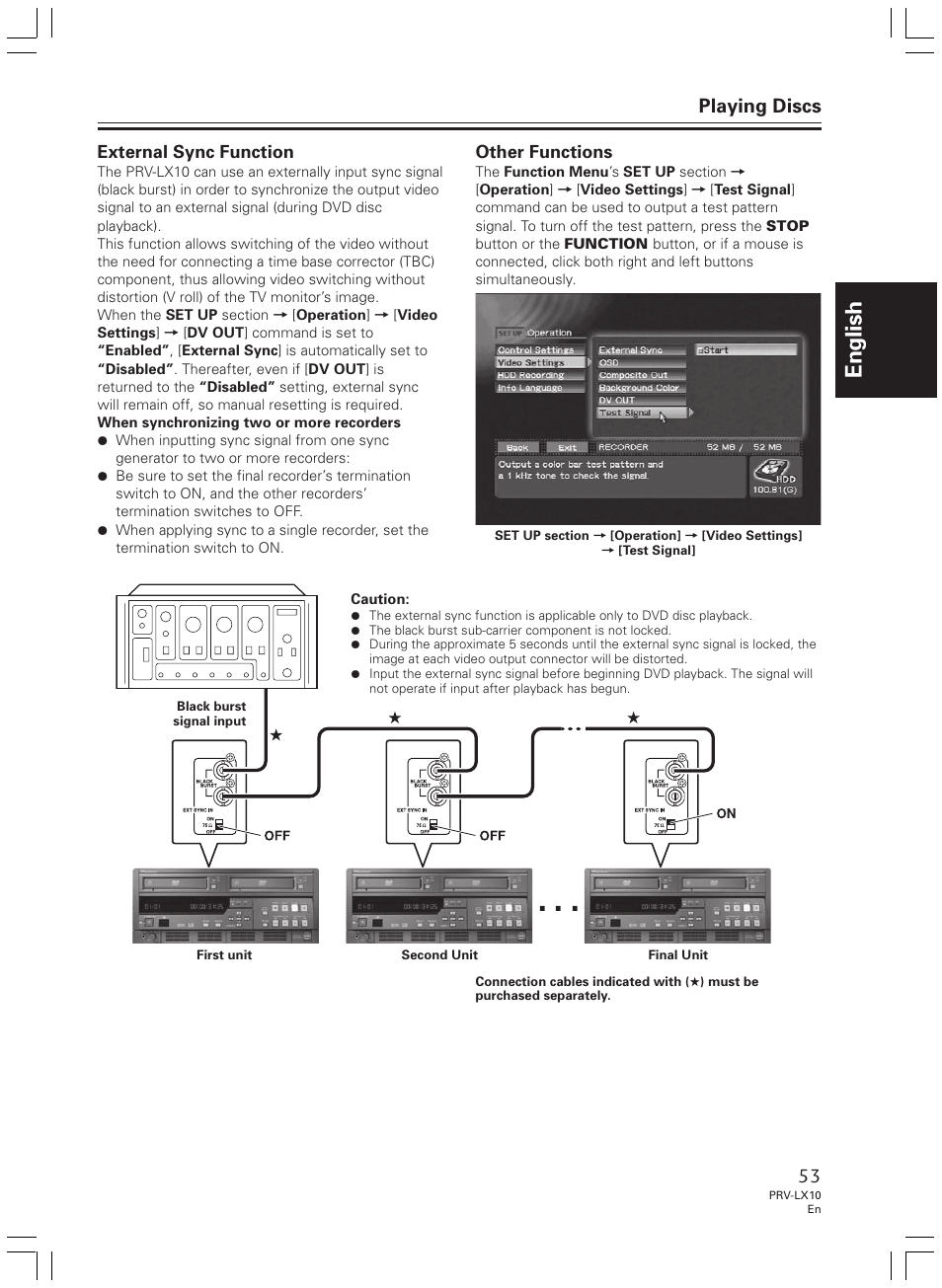 English, Playing discs | Pioneer PRV-LX10 User Manual | Page 53 / 104