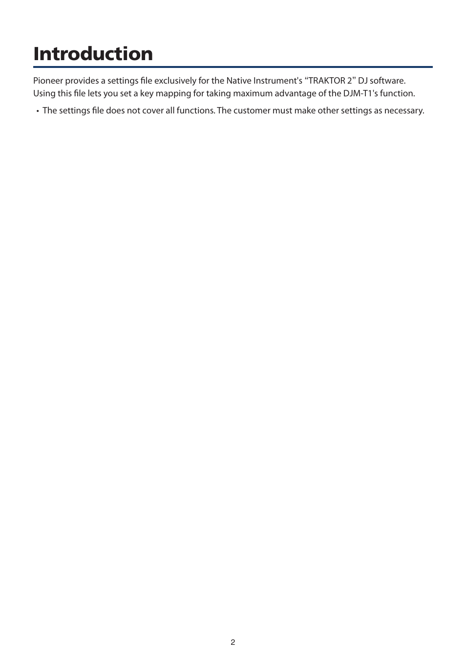 Introduction | Pioneer TRAKTOR 2 DJM-T1 User Manual | Page 2 / 18