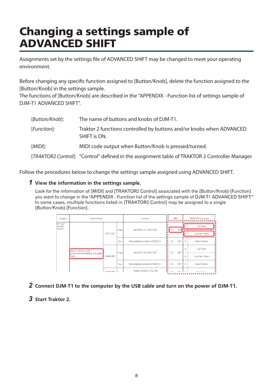 Changing a settings sample of advanced shift | Pioneer TRAKTOR 2 DJM-T1 User Manual | Page 8 / 18