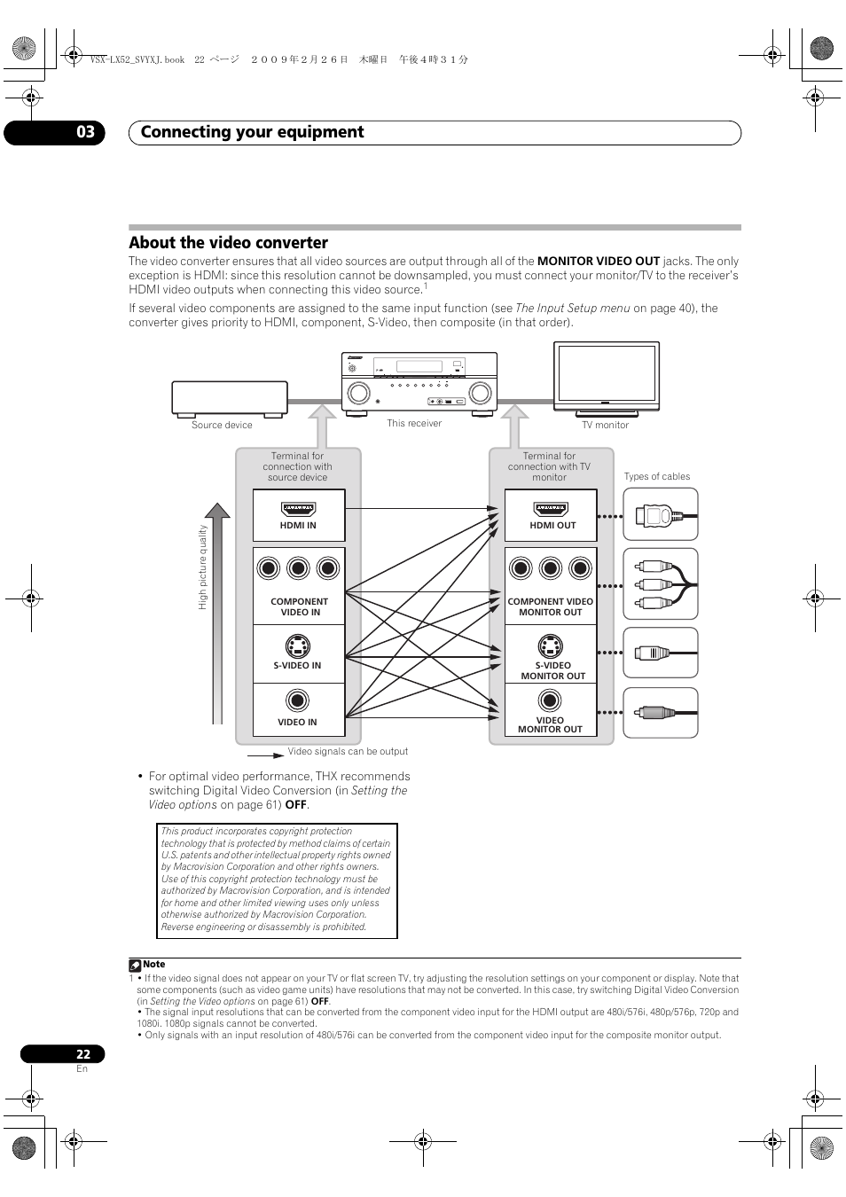 About the video converter, Connecting your equipment 03 | Pioneer VSX-LX52 User Manual | Page 22 / 116