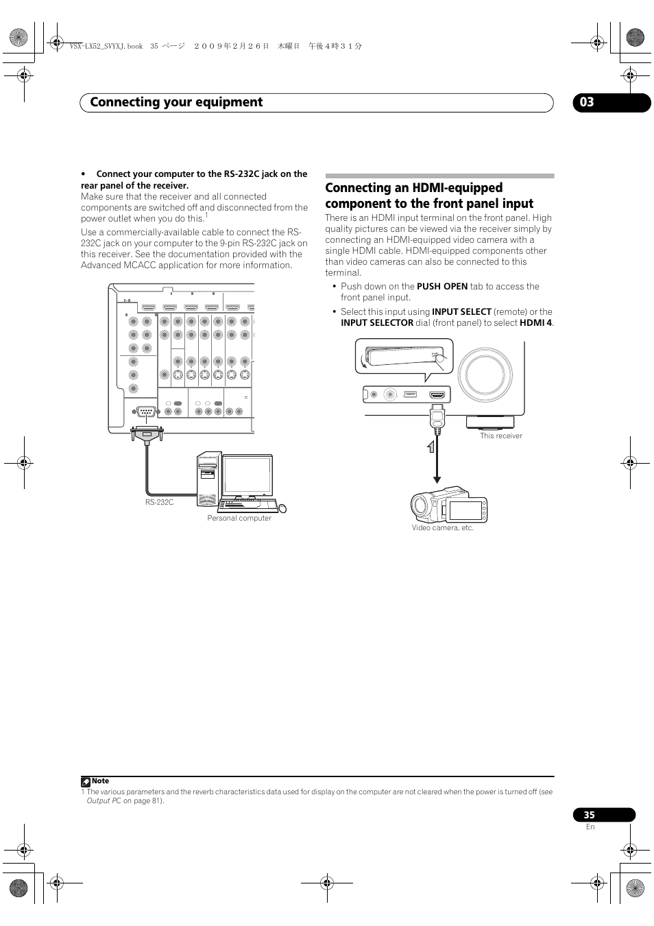 Connecting your equipment 03, Rs-232c personal computer | Pioneer VSX-LX52 User Manual | Page 35 / 116