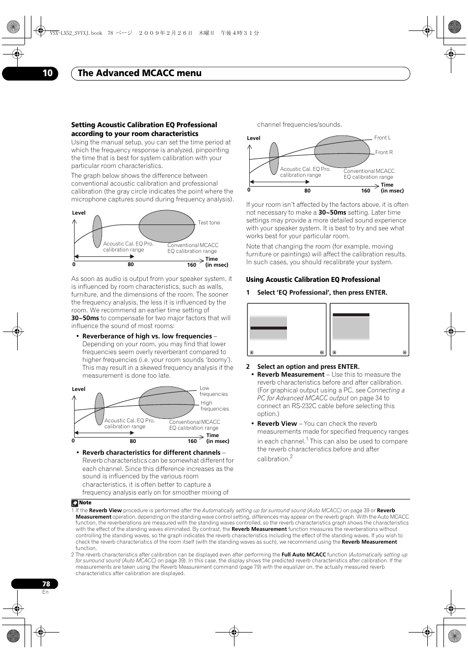 The advanced mcacc menu 10 | Pioneer VSX-LX52 User Manual | Page 78 / 116