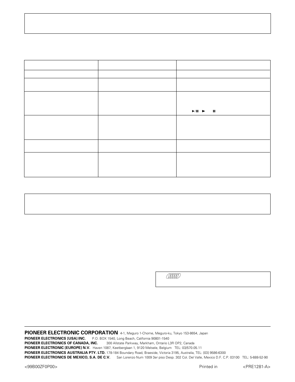 Pioneer electronic corporation | Pioneer PD-M427 User Manual | Page 40 / 40