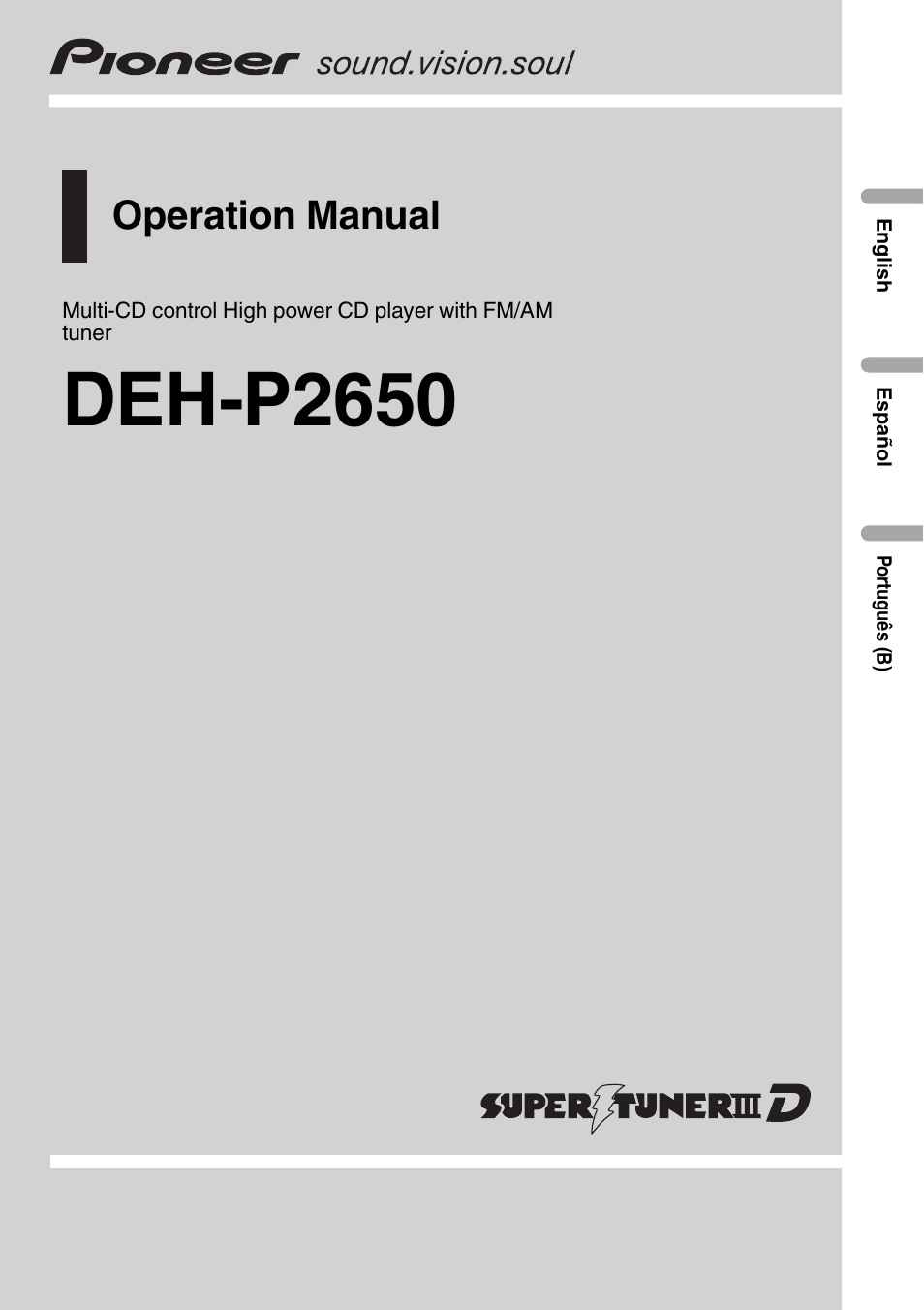 Pioneer SUPERTUNER III D DEH-P2650 User Manual | 94 pages