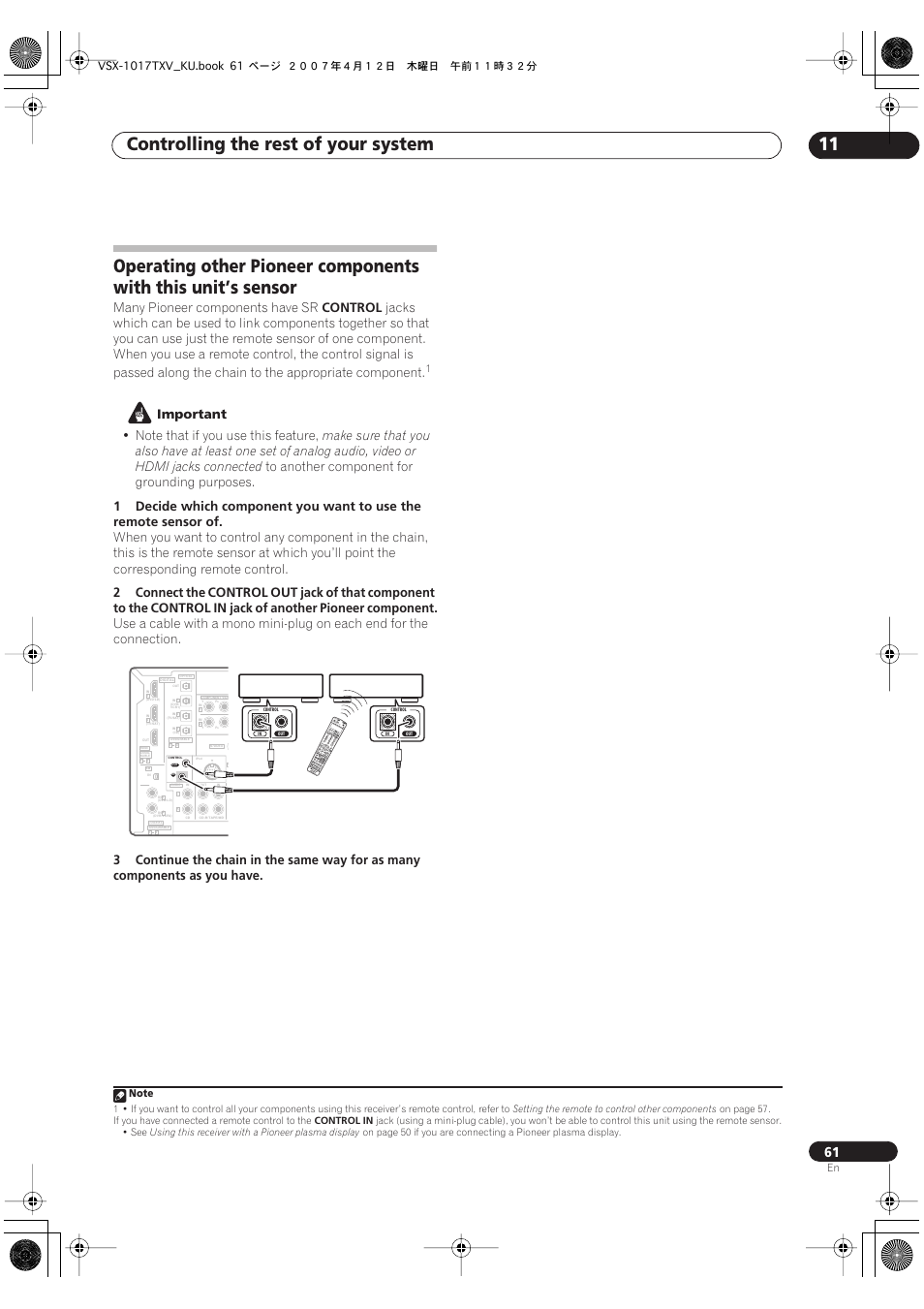 Controlling the rest of your system 11 | Pioneer VSX1017TXV User Manual | Page 61 / 74
