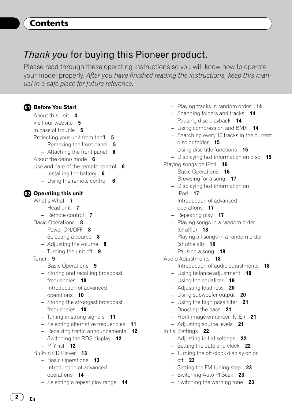 Pioneer DEH-P4900IB User Manual | Page 2 / 81