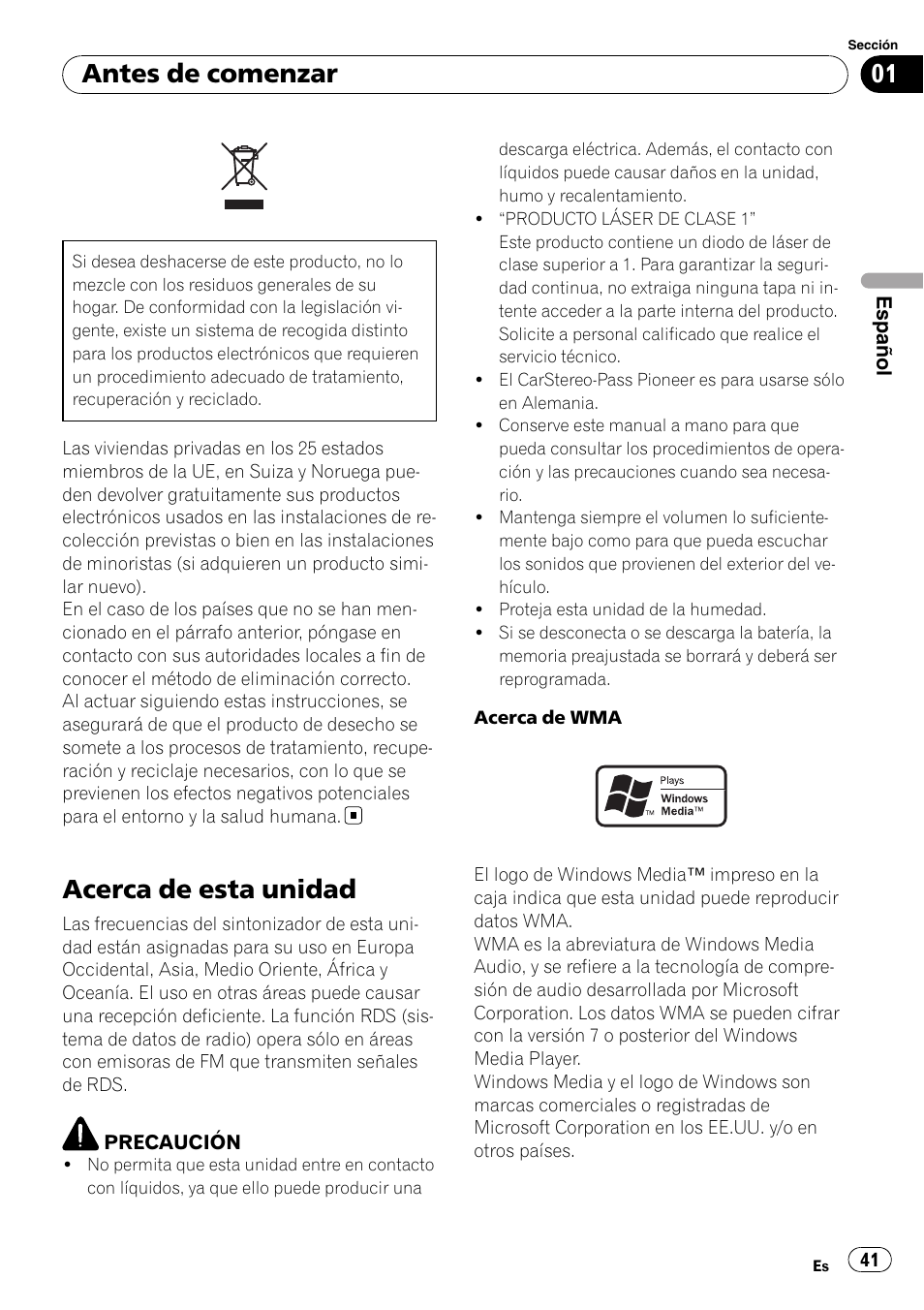Antes de comenzar, Acerca de esta unidad | Pioneer DEH-P4900IB User Manual | Page 41 / 81