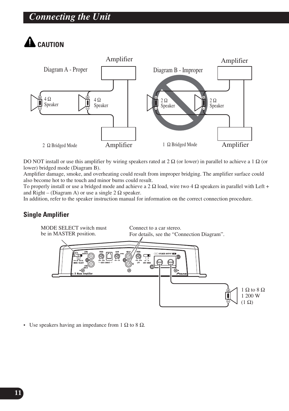 Connecting the unit | Pioneer D1200SPL User Manual | Page 12 / 128