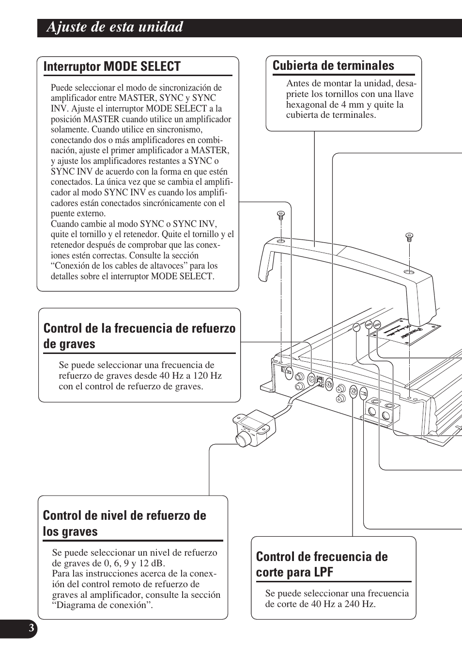 Ajuste de esta unidad, Graves | Pioneer D1200SPL User Manual | Page 22 / 128