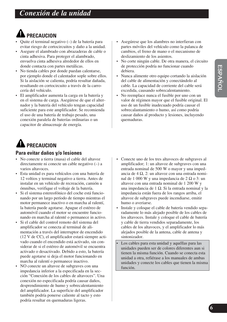 Conexión de la unidad | Pioneer D1200SPL User Manual | Page 25 / 128