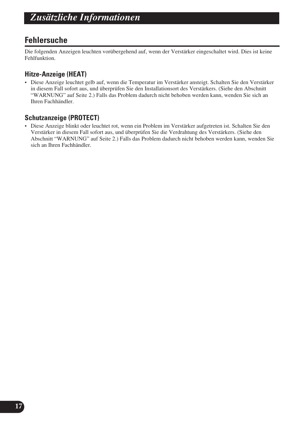 Zusätzliche informationen, Fehlersuche | Pioneer D1200SPL User Manual | Page 54 / 128