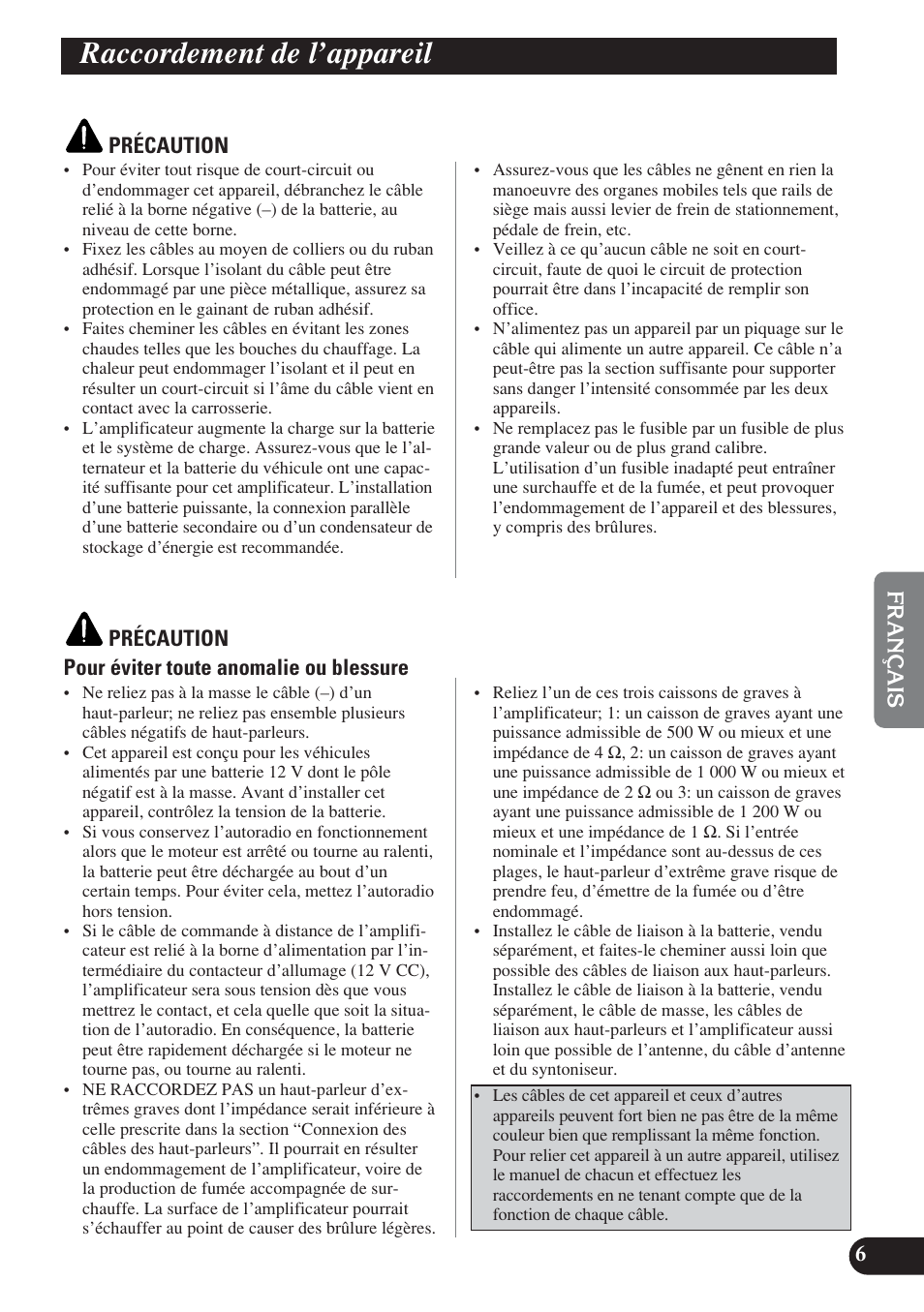 Raccordement de l’appareil | Pioneer D1200SPL User Manual | Page 61 / 128