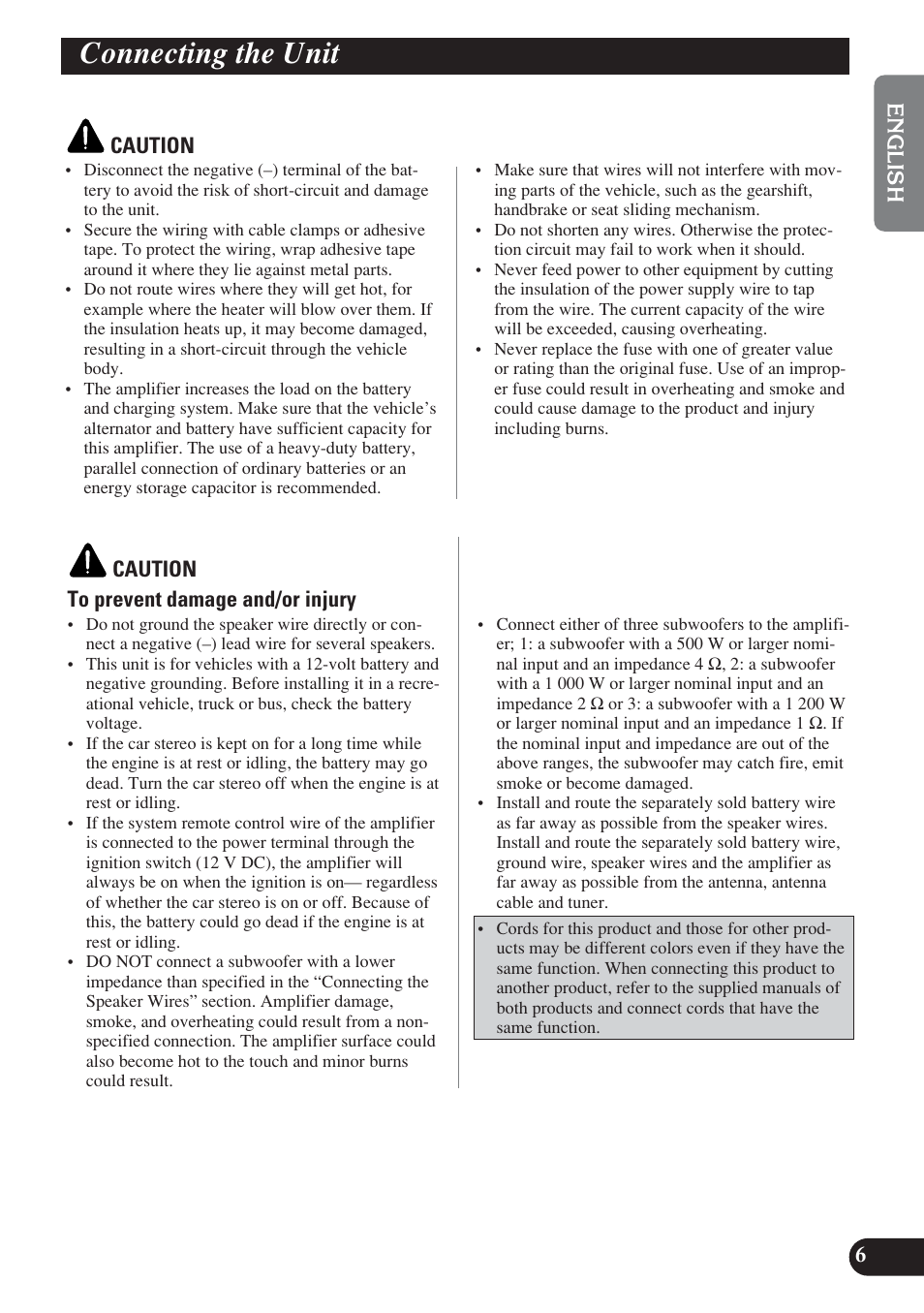 Connecting the unit | Pioneer D1200SPL User Manual | Page 7 / 128