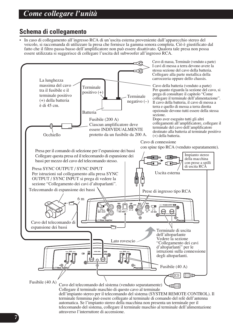 Schema di collegamento, Come collegare l’unità | Pioneer D1200SPL User Manual | Page 80 / 128