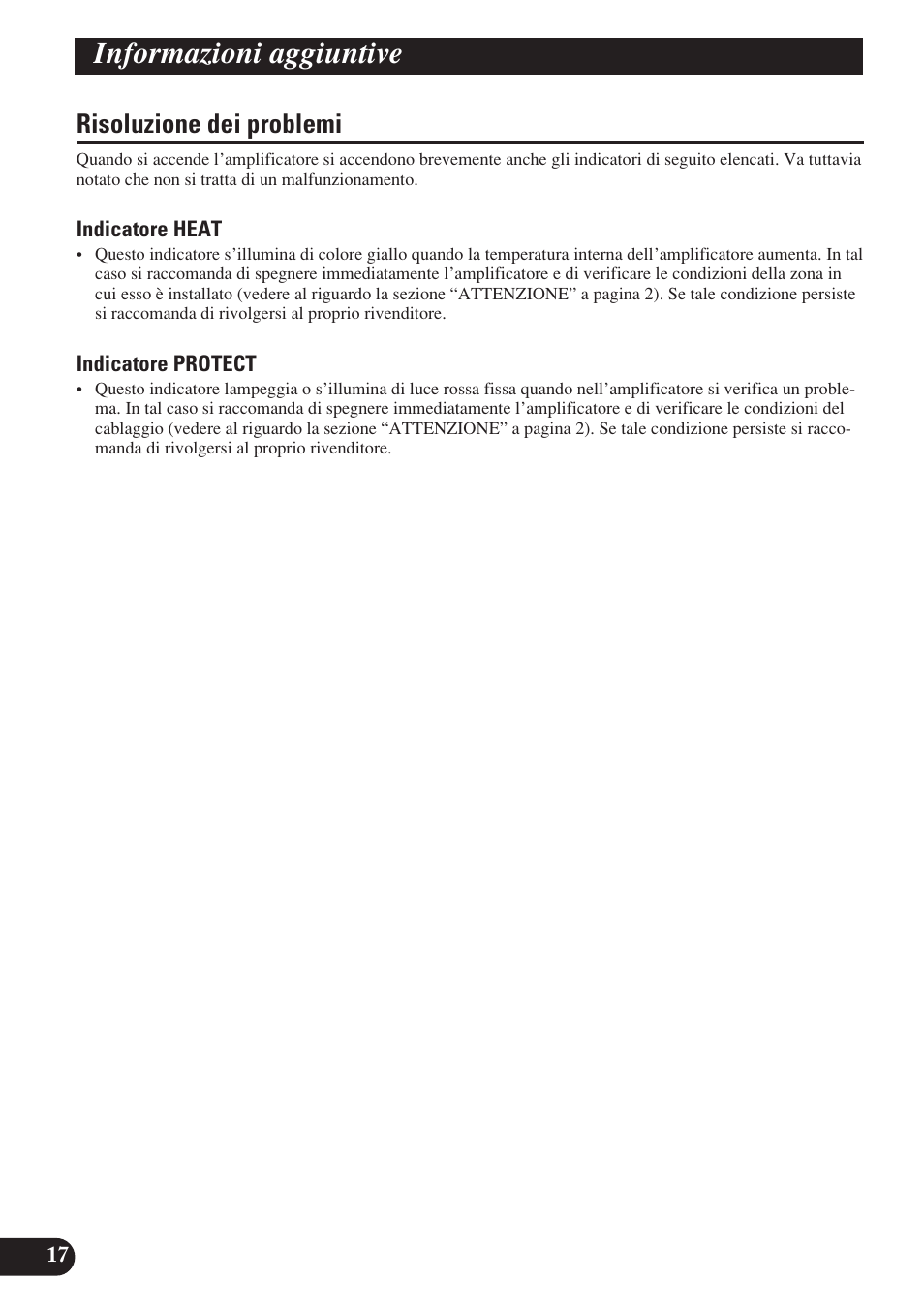 Informazioni aggiuntive, Risoluzione dei problemi | Pioneer D1200SPL User Manual | Page 90 / 128